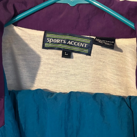 Vintage 2 piece lined windbreaker Sports Accent men’s LARGE - Picture 2 of 4